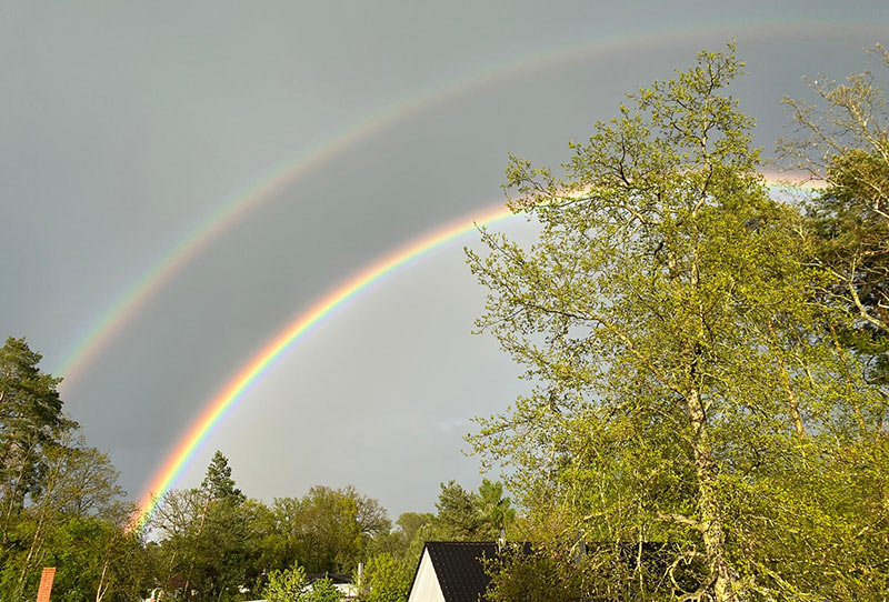Doppelter Regenbogen über Bork