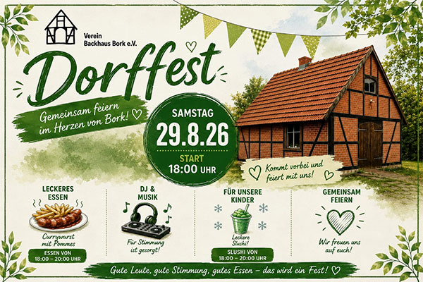 Ank&uuml;ndigung f&uuml;rs Borker Dorffest